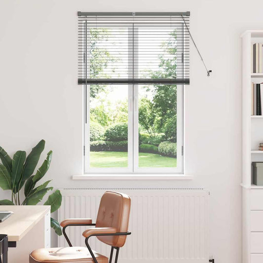 Persiana de Janela com cortinas Manual Cinzento escuro Alumínio