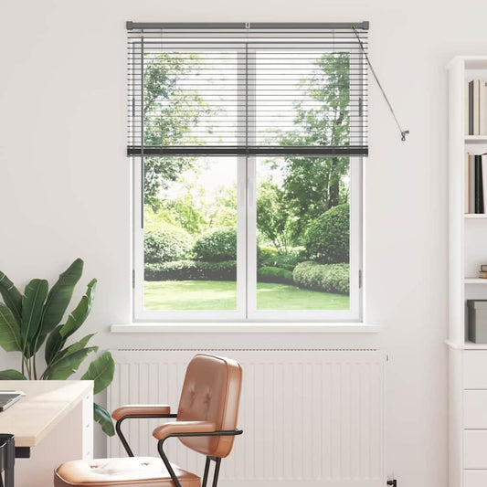 Persiana de Janela com cortinas Manual Cinzento escuro Alumínio