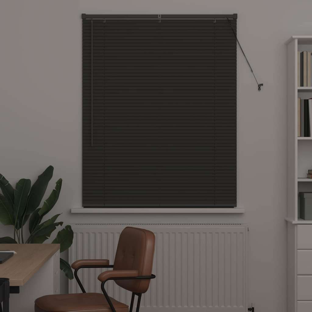 Persiana de Janela com cortinas Manual Cinzento escuro Alumínio