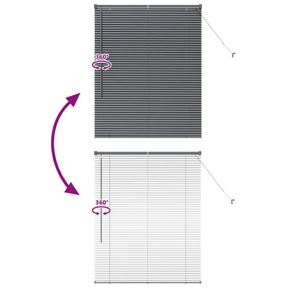 Persiana de Janela com cortinas Manual Cinzento escuro Alumínio