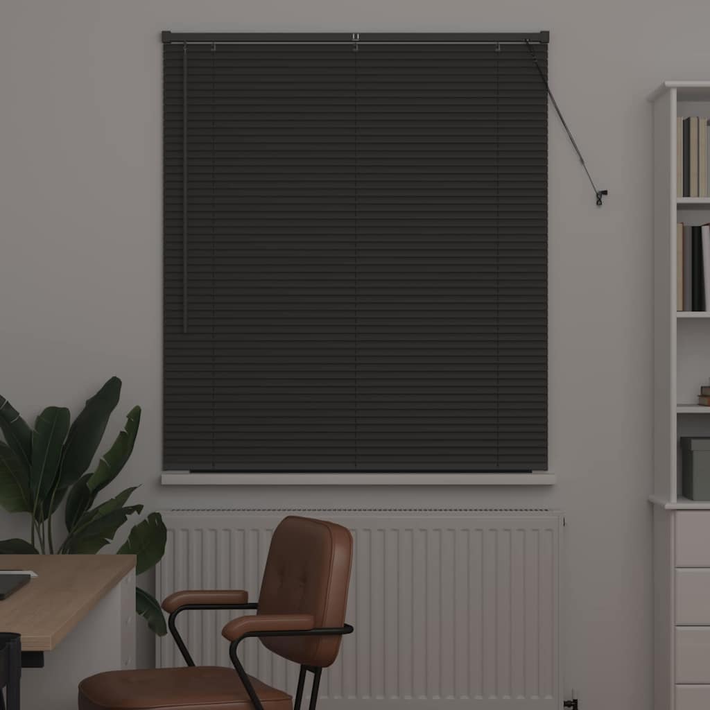 Persiana de Janela com cortinas Manual Cinzento escuro Alumínio