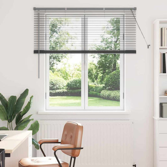 Persiana de Janela com cortinas Manual Cinzento escuro Alumínio