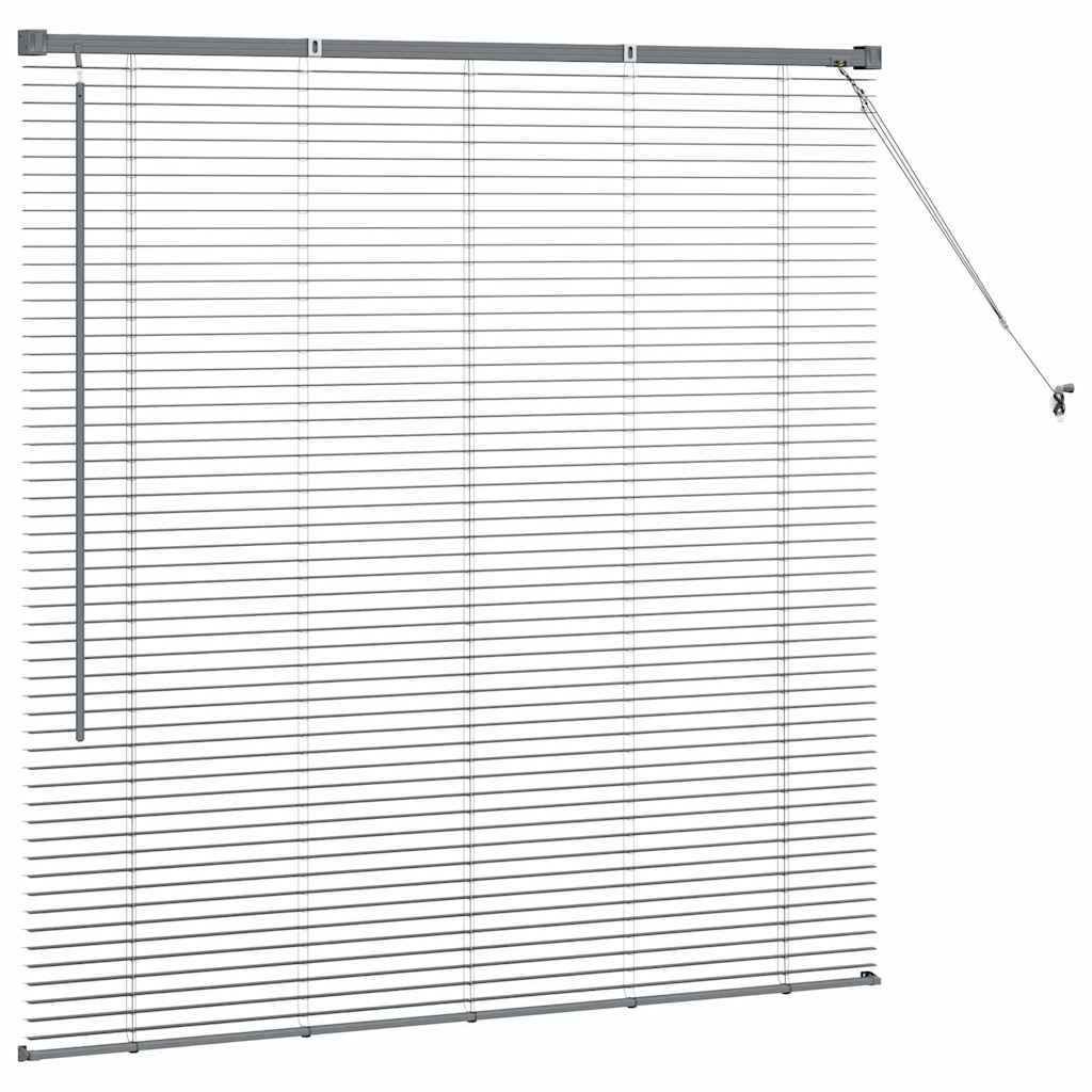 Persiana de Janela com cortinas Manual Cinzento escuro Alumínio