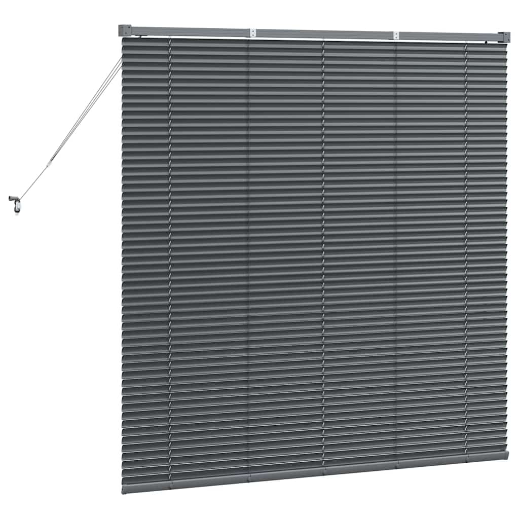 Persiana de Janela com cortinas Manual Cinzento escuro Alumínio
