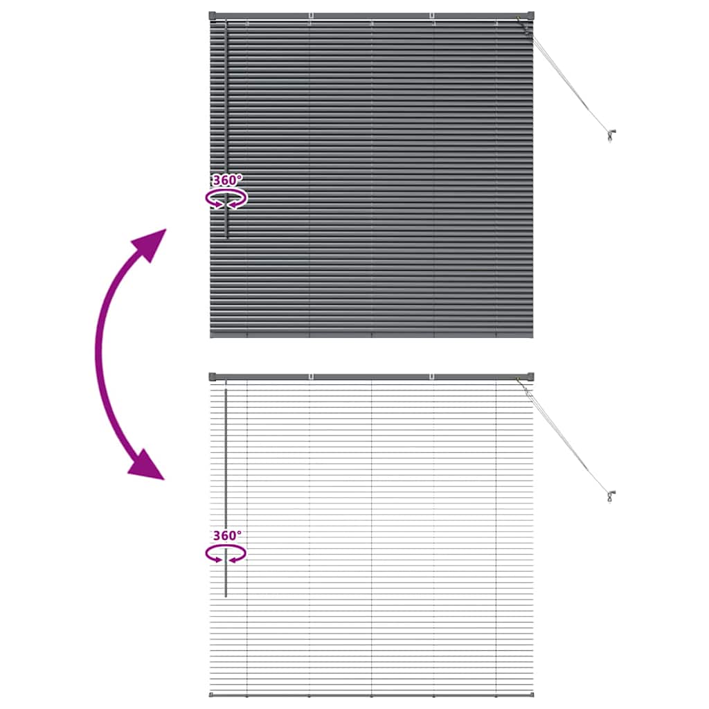 Persiana de Janela com cortinas Manual Cinzento escuro Alumínio