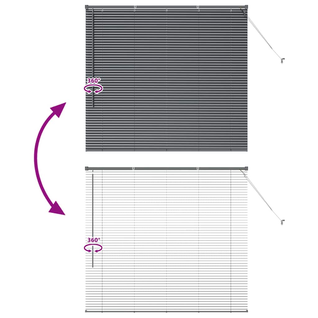 Persiana de Janela com cortinas Manual Cinzento escuro Alumínio