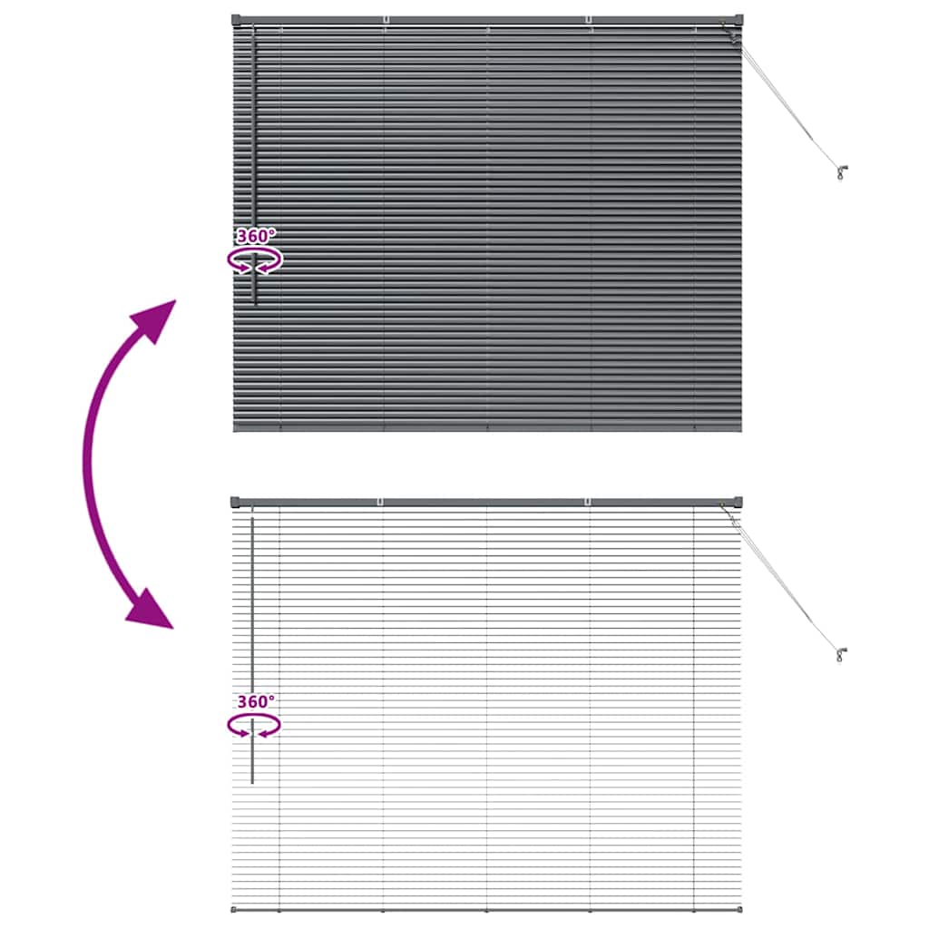 Persiana de Janela com cortinas Manual Cinzento escuro Alumínio