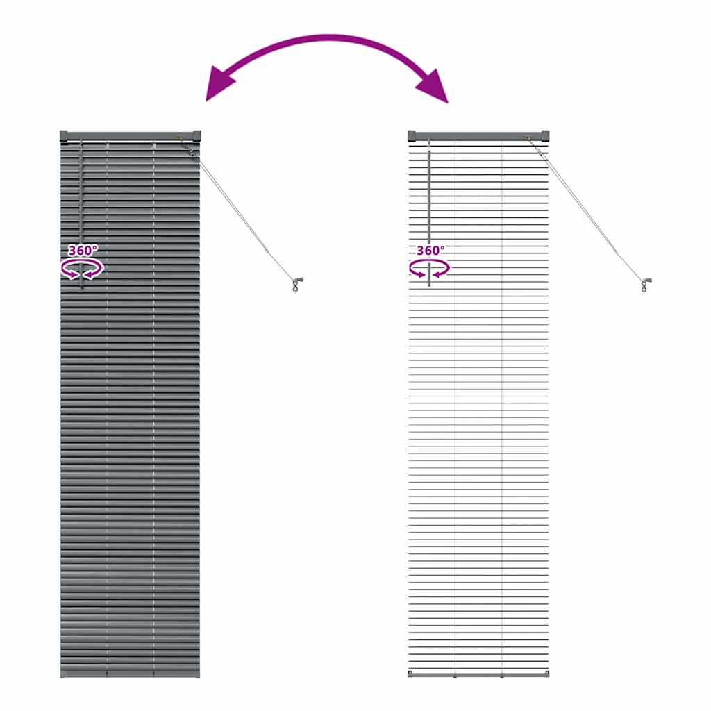 Persiana de Janela com cortinas Manual Cinzento escuro Alumínio