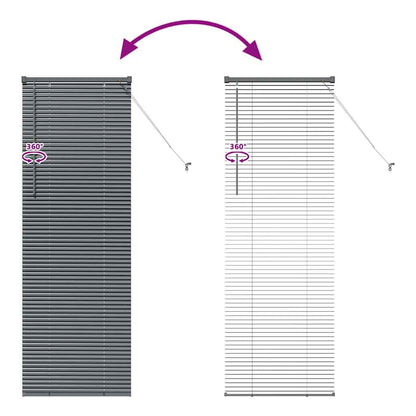 Persiana de Janela com cortinas Manual Cinzento escuro Alumínio