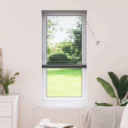 Persiana de Janela com cortinas Manual Cinzento escuro Alumínio