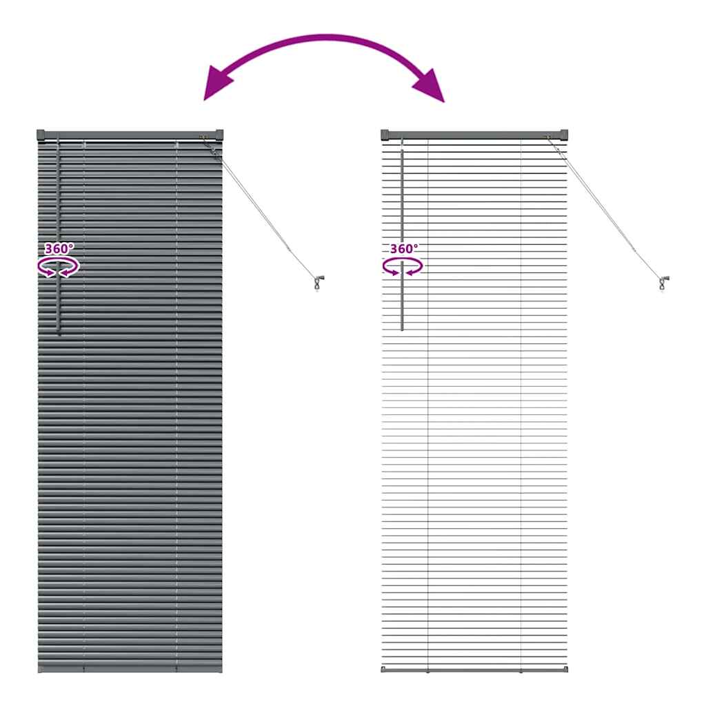 Persiana de Janela com cortinas Manual Cinzento escuro Alumínio