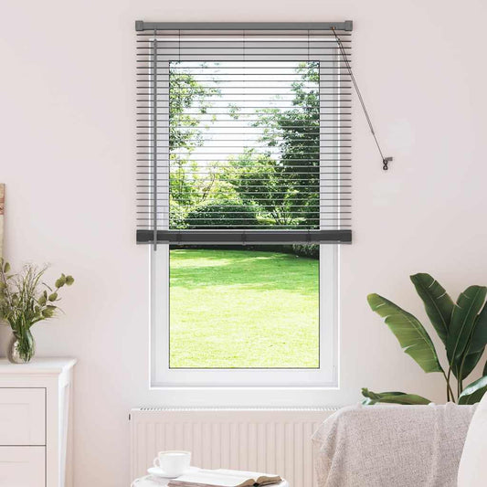 Persiana de Janela com cortinas Manual Cinzento escuro Alumínio