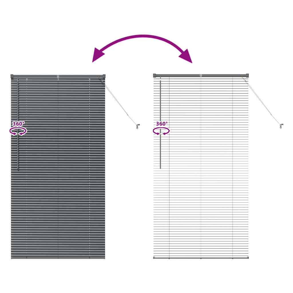 Persiana de Janela com cortinas Manual Cinzento escuro Alumínio