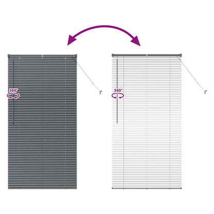 Persiana de Janela com cortinas Manual Cinzento escuro Alumínio