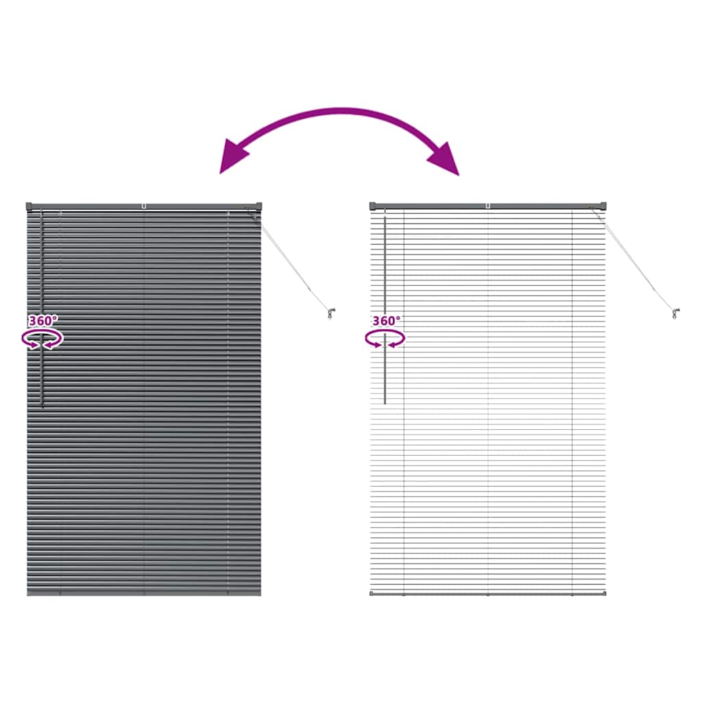 Persiana de Janela com cortinas Manual Cinzento escuro Alumínio