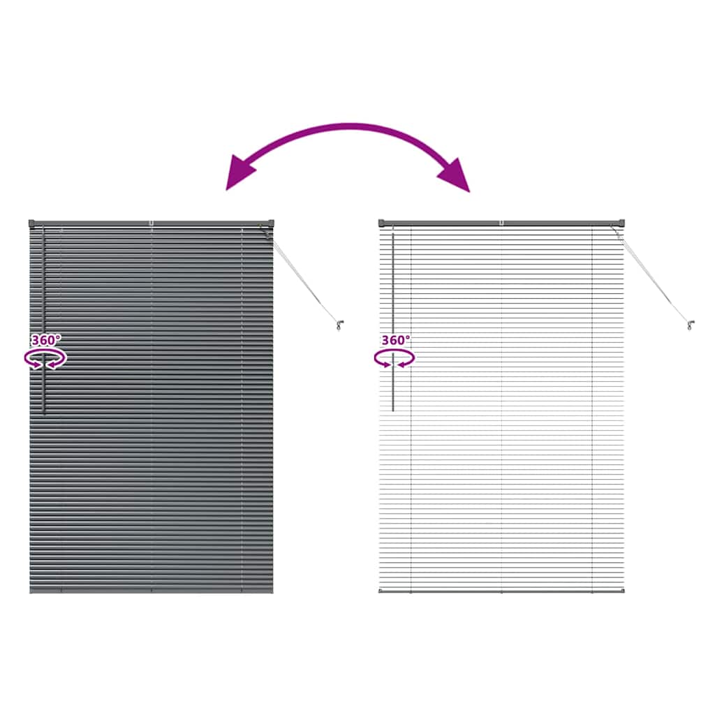 Persiana de Janela com cortinas Manual Cinzento escuro Alumínio