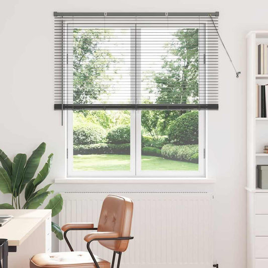 Persiana de Janela com cortinas Manual Cinzento escuro Alumínio