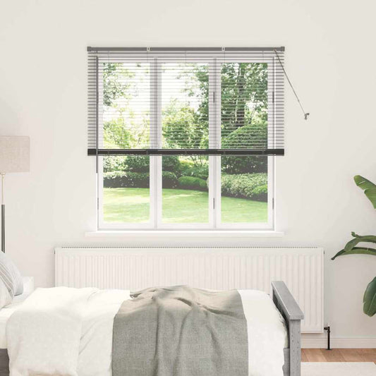 Persiana de Janela com cortinas Manual Cinzento escuro Alumínio