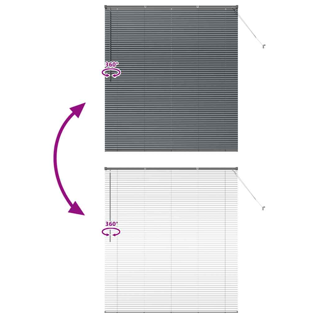 Persiana de Janela com cortinas Manual Cinzento escuro Alumínio
