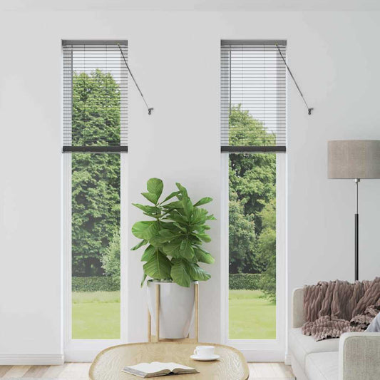 Persiana de Janela com cortinas Manual Cinzento escuro Alumínio