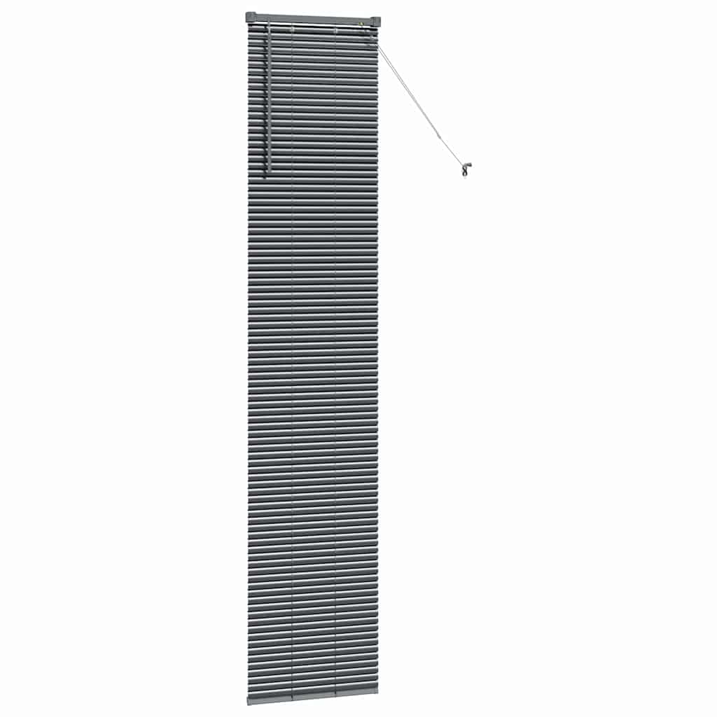 Persiana de Janela com cortinas Manual Cinzento escuro Alumínio