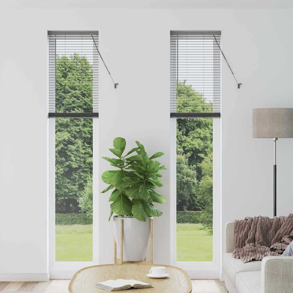 Persiana de Janela com cortinas Manual Cinzento escuro Alumínio