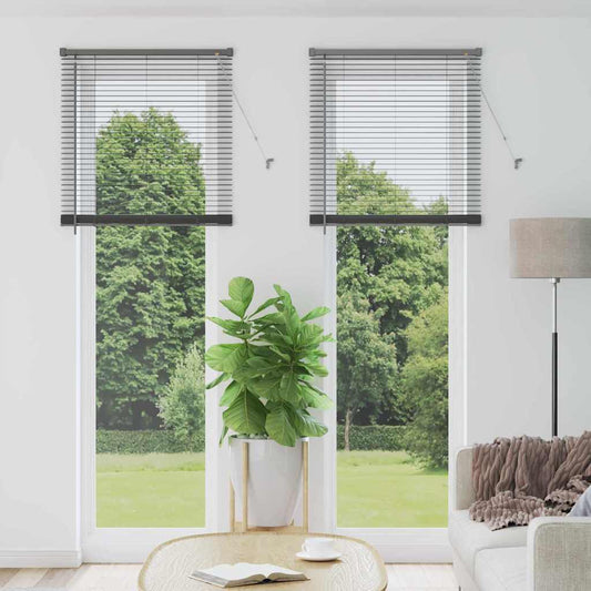 Persiana de Janela com cortinas Manual Cinzento escuro Alumínio