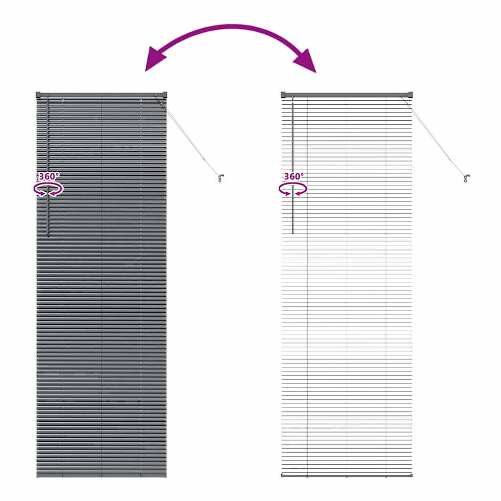 Persiana de Janela com cortinas Manual Cinzento escuro Alumínio