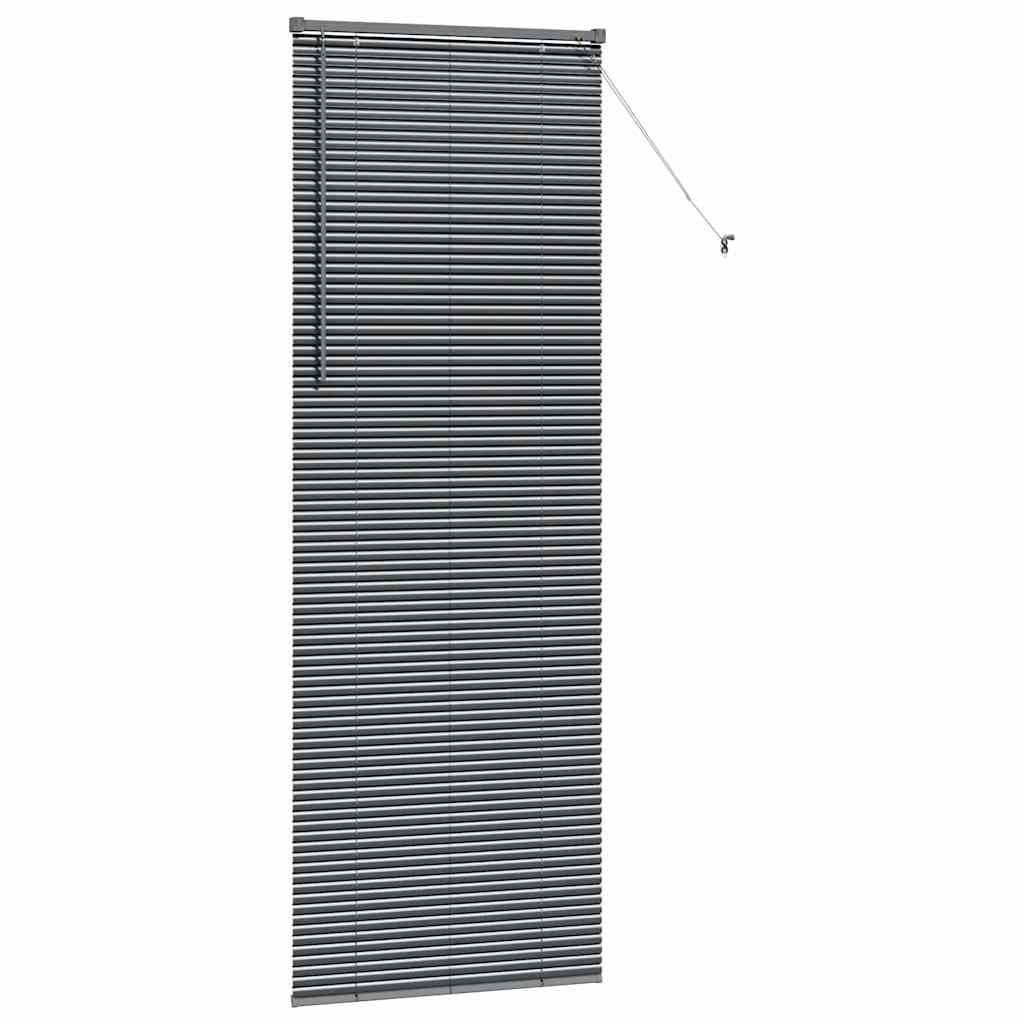 Persiana de Janela com cortinas Manual Cinzento escuro Alumínio