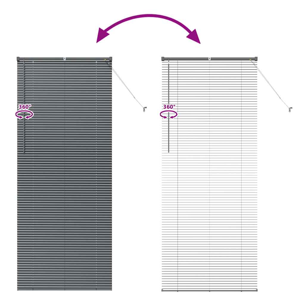Persiana de Janela com cortinas Manual Cinzento escuro Alumínio