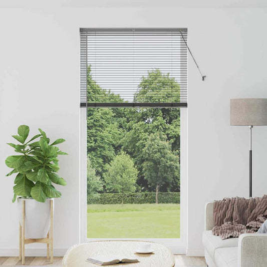 Persiana de Janela com cortinas Manual Cinzento escuro Alumínio
