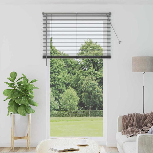 Persiana de Janela com cortinas Manual Cinzento escuro Alumínio