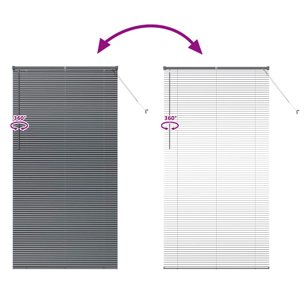 Persiana de Janela com cortinas Manual Cinzento escuro Alumínio