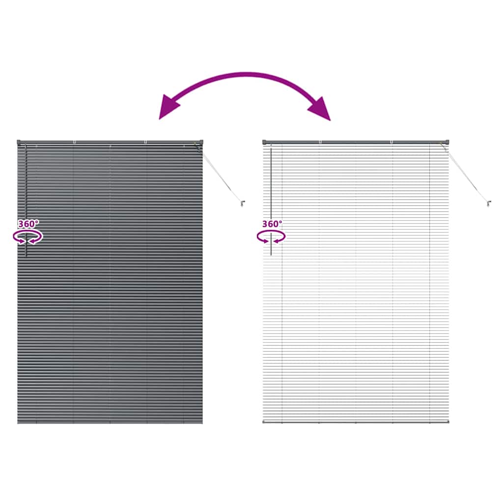 Persiana de Janela com cortinas Manual Cinzento escuro Alumínio