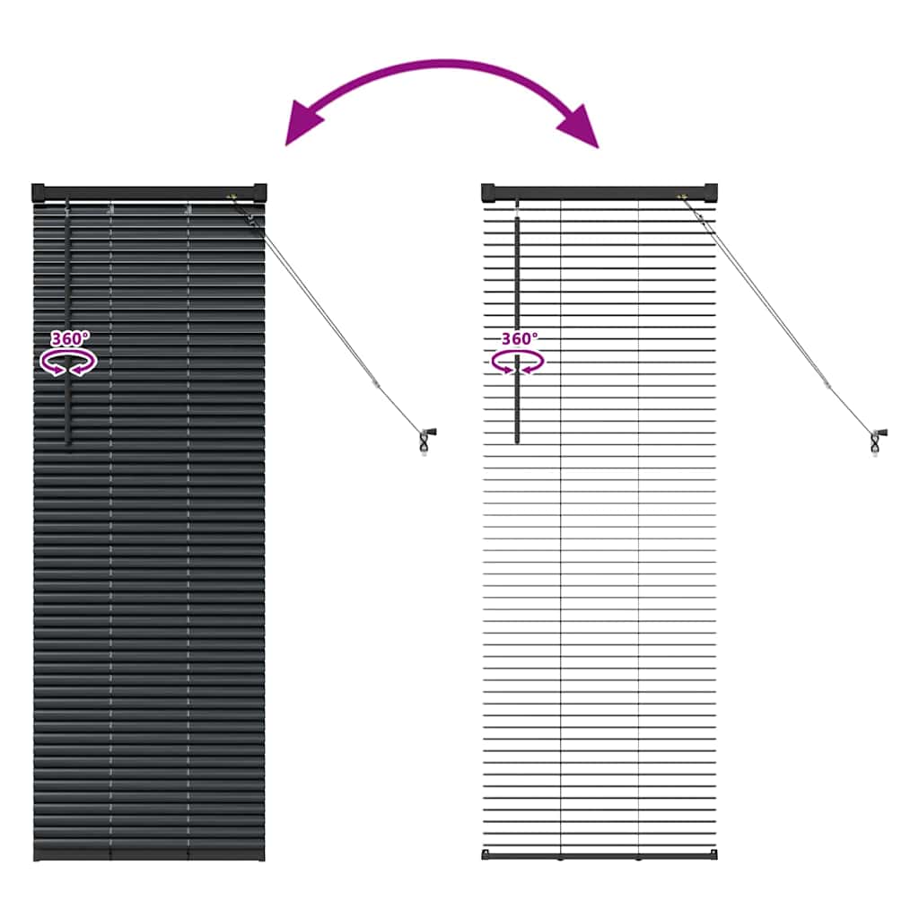 Persiana de Janela com cortinas Manual Preto Alumínio