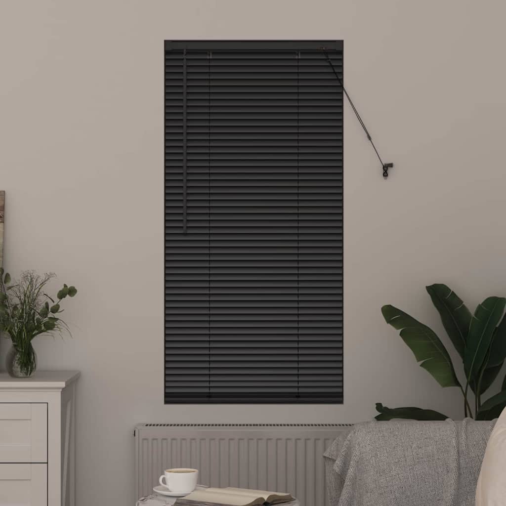 Persiana de Janela com cortinas Manual Preto Alumínio