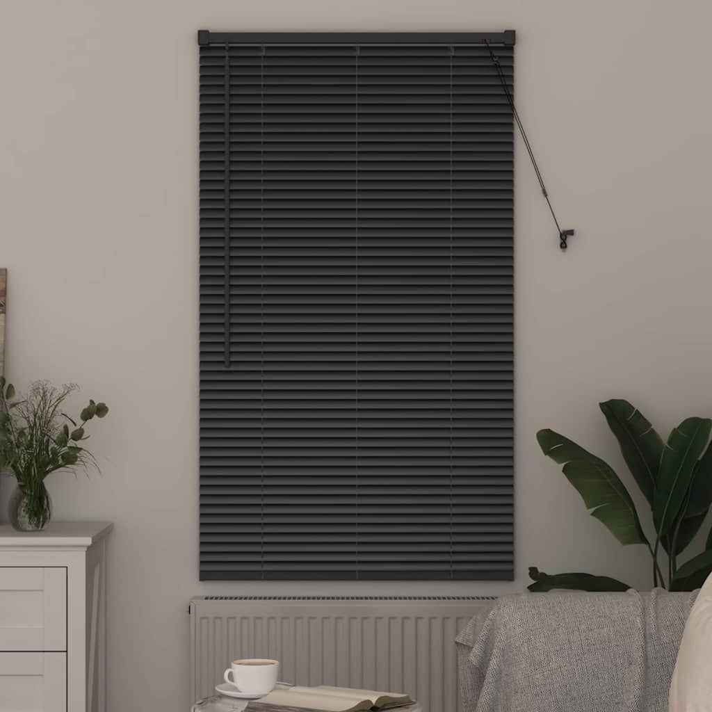 Persiana de Janela com cortinas Manual Preto Alumínio