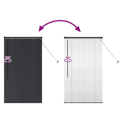 Persiana de Janela com cortinas Manual Preto Alumínio