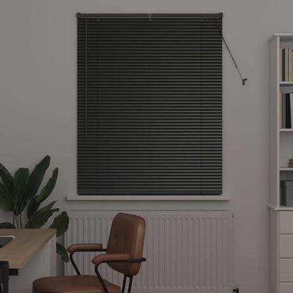 Persiana de Janela com cortinas Manual Preto Alumínio