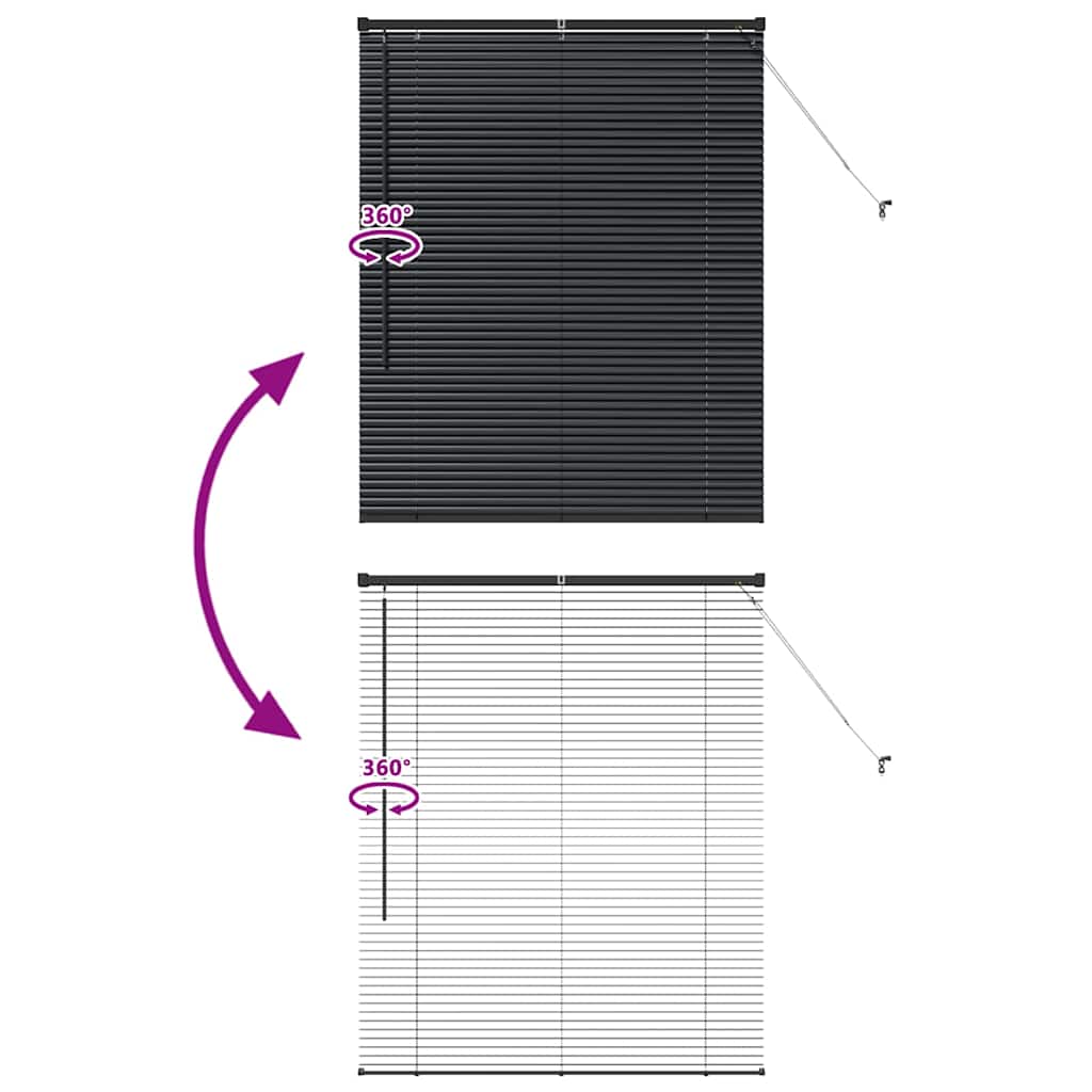 Persiana de Janela com cortinas Manual Preto Alumínio