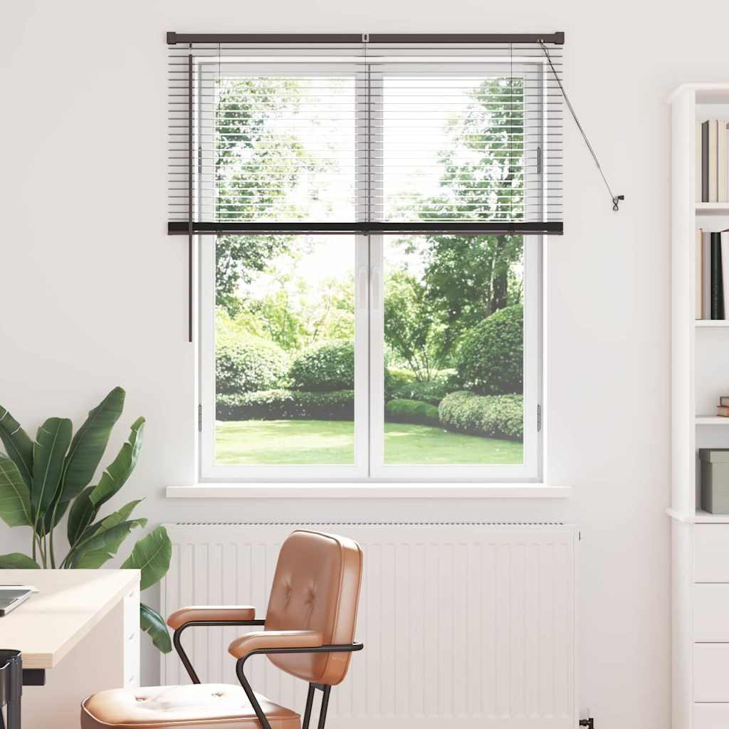 Persiana de Janela com cortinas Manual Preto Alumínio