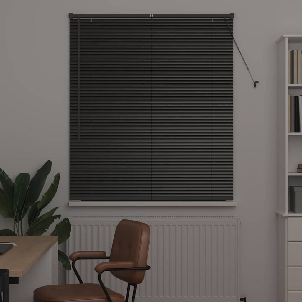 Persiana de Janela com cortinas Manual Preto Alumínio