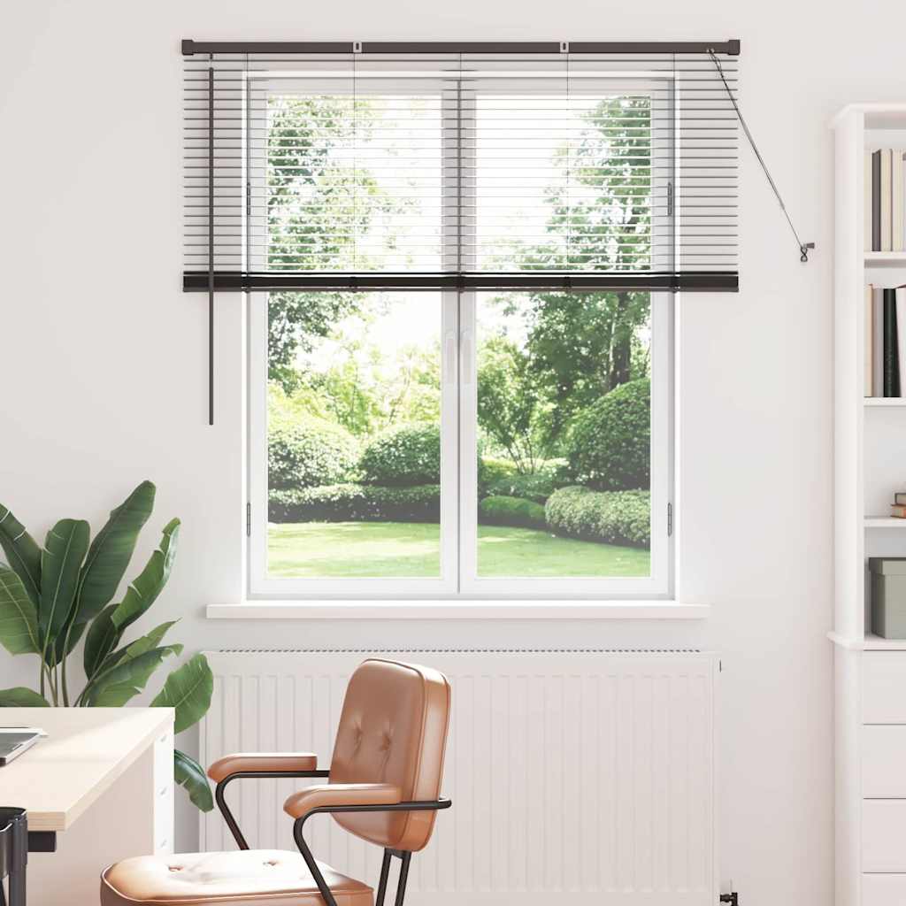 Persiana de Janela com cortinas Manual Preto Alumínio