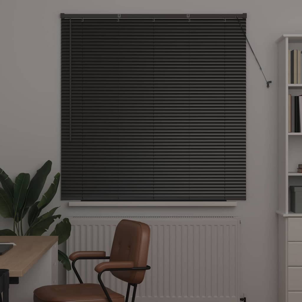 Persiana de Janela com cortinas Manual Preto Alumínio