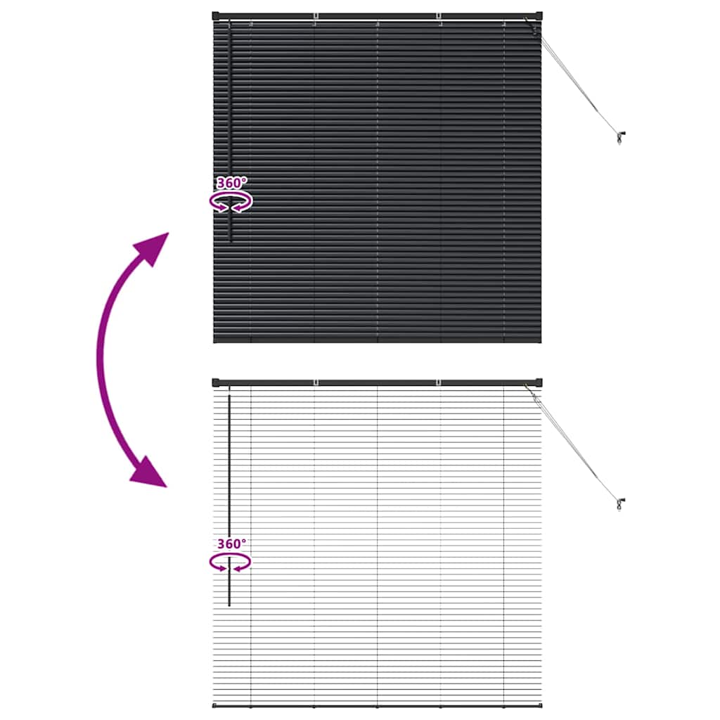 Persiana de Janela com cortinas Manual Preto Alumínio