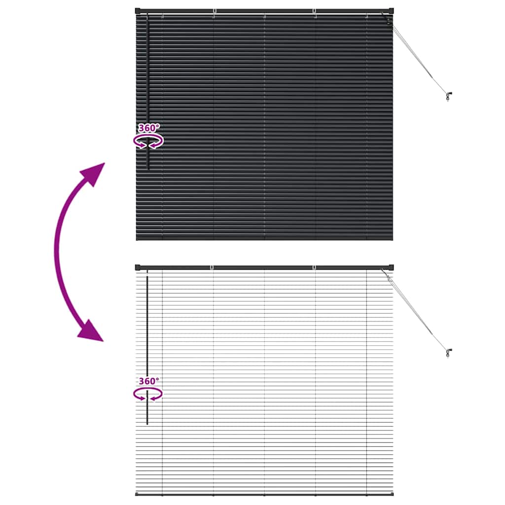 Persiana de Janela com cortinas Manual Preto Alumínio