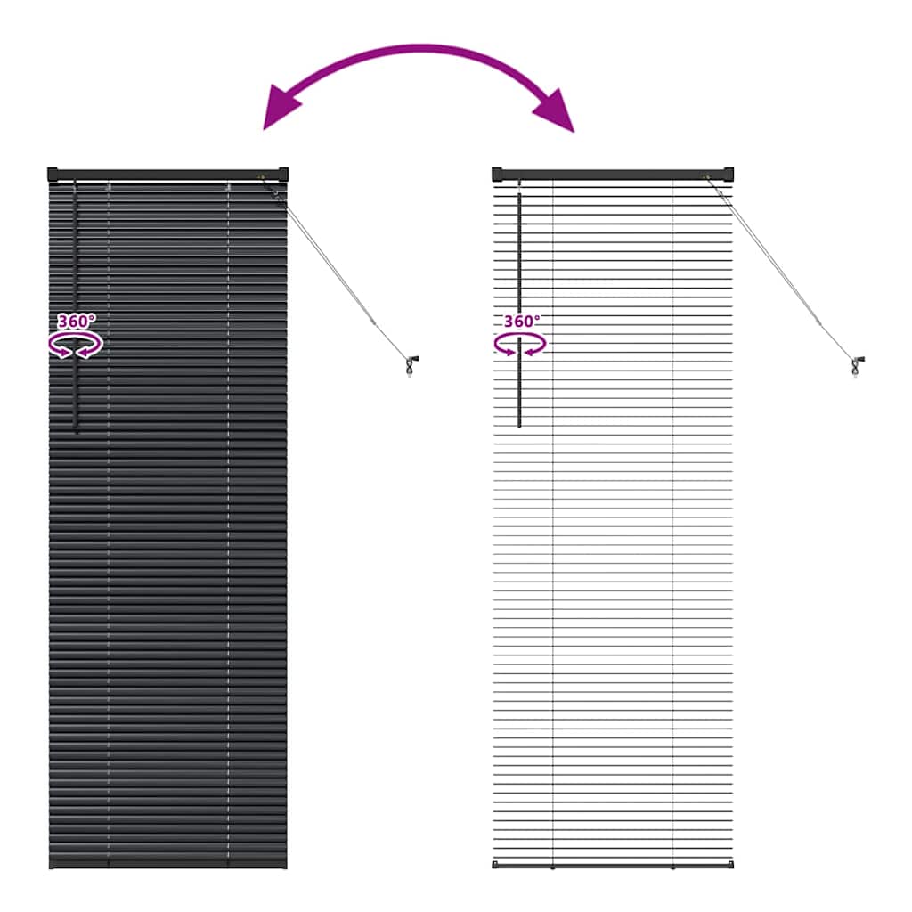 Persiana de Janela com cortinas Manual Preto Alumínio