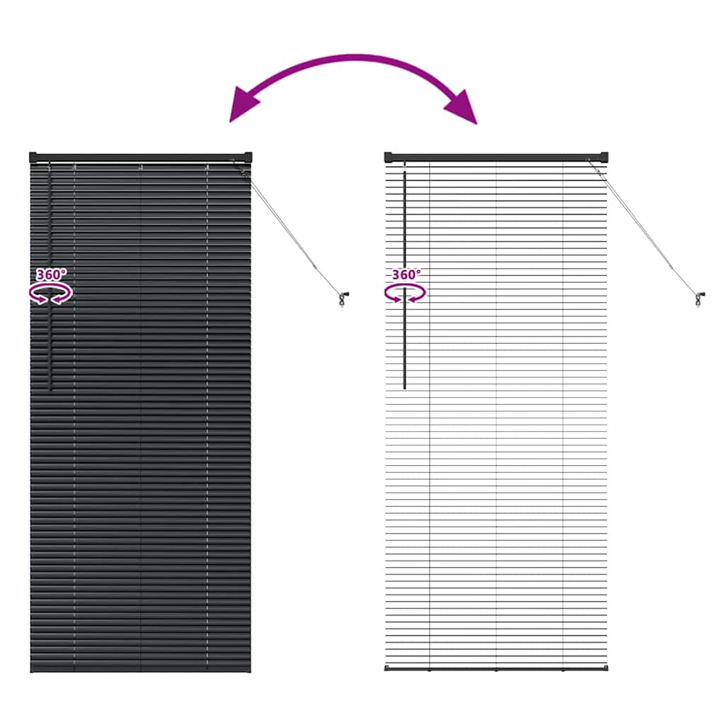 Persiana de Janela com cortinas Manual Preto Alumínio