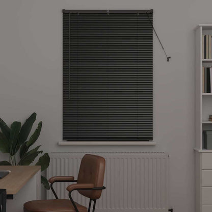 Persiana de Janela com cortinas Manual Preto Alumínio