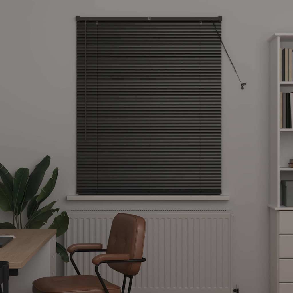 Persiana de Janela com cortinas Manual Preto Alumínio